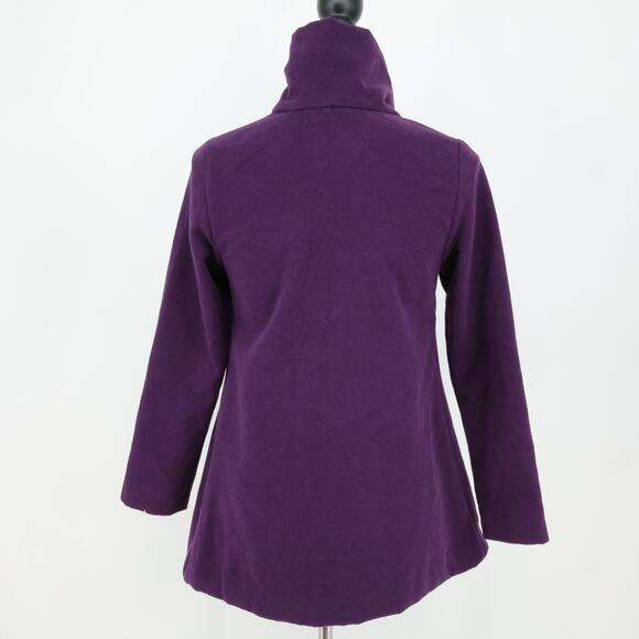 Garnet Hill Kids Coat Girls 12 Purple Tweed Snap Front Asymmetric Hem Overcoat - Picture 2 of 16